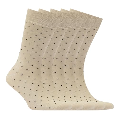 VRD Bamboo Mens Dress Socks for Men, 5 Pack, Dotted Design Crew Length Mid-Calf Socks, Mens Shoe Size 8-13