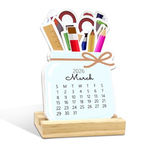Calendario de escritorio pequeño 2025-2026 mensual portátil para mesas de oficina y aulas