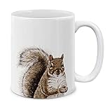 MUGBREW Cute Brown Gray Squirrel Ceramic Coffee Mug Tea Cup, 11 OZ