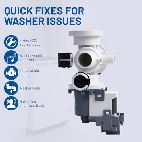 Image of Washer Drain Pump Assembly for Samsung WF45M5500AP WF45M5500AW WF45N5300AV WF45A6400AW WF45N5300AW WF45R6100AC WF45R6100AP WF45R6100AW WF45R6300AV WF45R6300AW WF45T6200AW WF50A8600AE Models