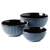 Hasense Mixing Bowls Large Ceramic Nesting Mixing Bowls Set of 3 Serving Bowls Ideal for Baking Prepping and Cooking Food Nesting Salad Bowls for Space Saving Storage 15105 Qt Navy