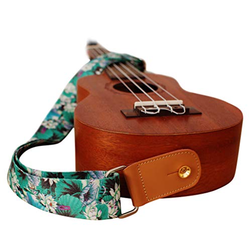 Music First Original Design “Lotus” Soft Nylon & Genuine Leather Ukulele Strap Ukulele Shoulder Strap With A Music First Genuine Leather Strap Locker #TOP6