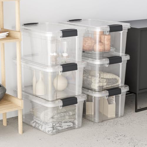 Image of Superio 6.6 Quart Clear Plastic Storage Boxes with Lids, Stackable Organizer Containers, BPA-Free Storage Bins for Home, Office, School & Dorm, 3 Pack