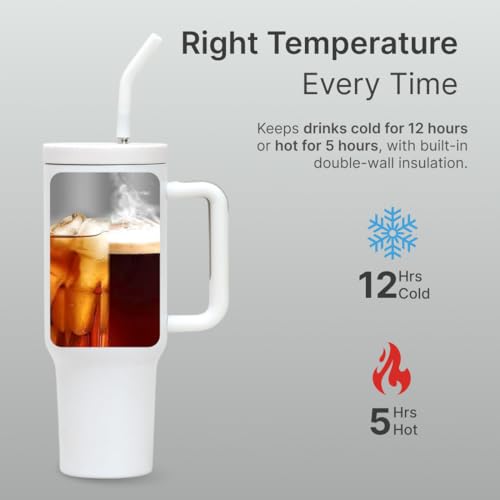 Image of Cult 1200ml Stainless Steel Insulated Tumbler with Handle, Straw & Cleaner Double Wall Vacuum Bottle for Hot & Cold Drinks Leakproof Travel Mug Reusable for Gym, Office & Travel