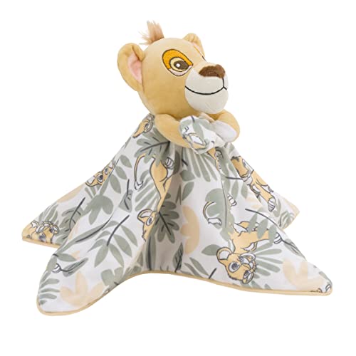 Image of Disney Lion King Simba Yellow, Green, and White Jungle Leaves Lovey Security Blanket