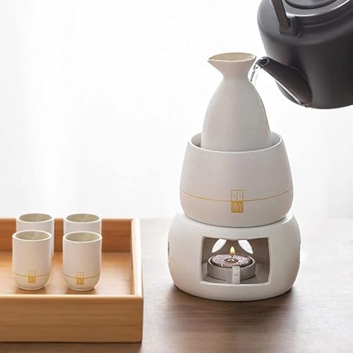 Slatiom Sake Set And Cups With Warmer Keep Sake Storage Gift Box Porcelain Pottery Hot Saki Drink Eco-Friendly Ceramic Sake Set (Color : A) #TOP4