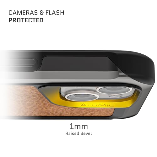 Coque en cuir iPhone 15 Ghostek Atomic avec finitions aluminium