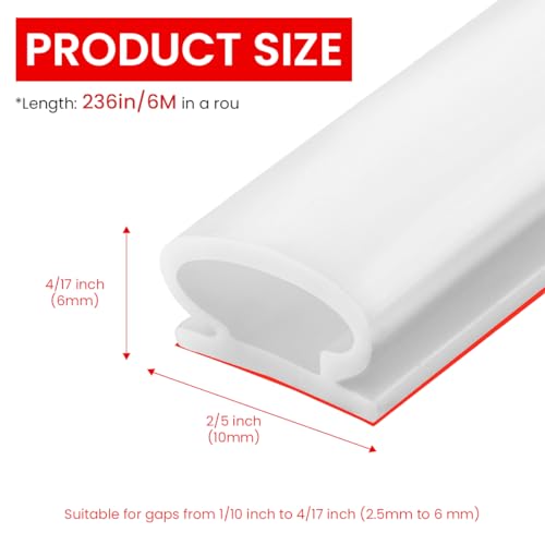 Image of HASTHIP Silicone Door Seal Strip, Self Adhesive 19.69ft White