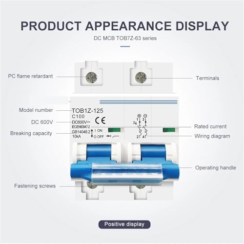 Disyuntor CC para batería fotovoltaica e interruptor principal 100A 4