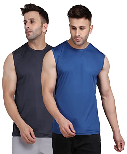 Image of Men's Regular Fit Sleeveless T-Shirt (Pack of 2)