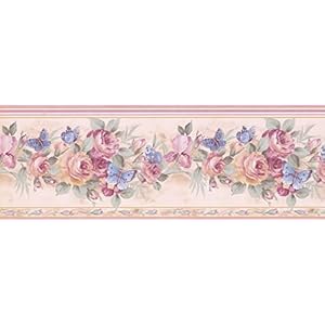 Concordwallcoveringswallpaperborderfloralpatternrosesbutterfliesforbedroomlivingroombeigepinkblue15feetby7inches29427 Urban Country Home Decor Concord wallcoveringswallpaper border floral pattern roses butterflies for bedroom living room beige pink blue 15 feet by 7 inches 29427 urban country home decor