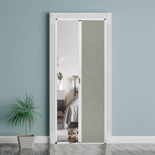ROOMNEST No-Drilling Interior Accordion Door, Retractable Folding Door with Aluminum Frame and Cellular Fabric, Waterproof and Heat Insulation, for Bedroom, Bathroom, Kitchen, Office(Gray