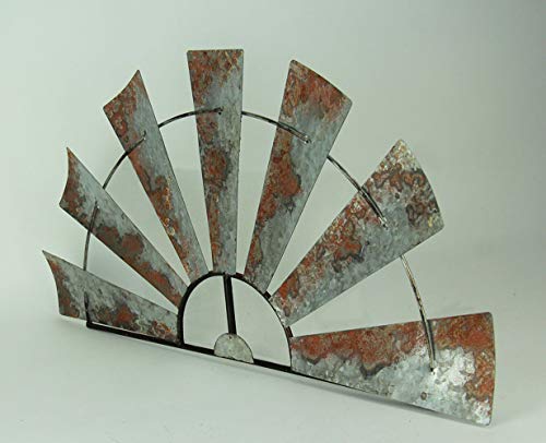 Special T Imports Galvanized Metal Half-Windmill Wall Sculpture (30") #TOP1