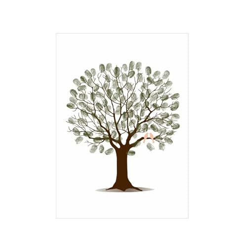 QMDSNFB Arbol De Huellas Boda Libro De Visitas De Boda, árbol con Huellas Dactilares, Lienzo, Arte De Pared, póster, Regalo, Firma, Recuerdo De Matrimonio for Fiesta(Color04,50x70cm)