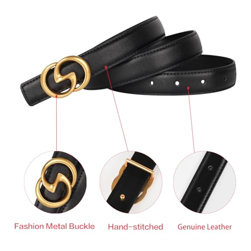 Image of Aurolran Women's Leather Belt with Buckle - Ideal for Dresses, Jeans, and Coats