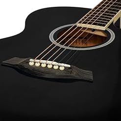 World Rhythm WR-204 Guitare acoustique taille 3/4 – Guitare pan coupé petit corps pour débutants – Noir - Les Beatles, Paul McCartney, John Lennon, RIngo Starr, George Harrison World Rhythm WR-204 Guitare acoustique taille 3/4 - Guitare pan coupé petit corps pour débutants - Noir – Image 4