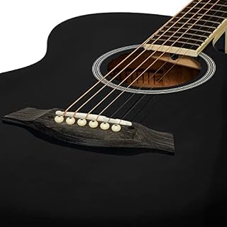 World Rhythm WR-204 Guitare acoustique taille 3/4 – Guitare pan coupé petit corps pour débutants – Noir - Les Beatles, Paul McCartney, John Lennon, RIngo Starr, George Harrison World Rhythm WR-204 Guitare acoustique taille 3/4 - Guitare pan coupé petit corps pour débutants - Noir – Image 4