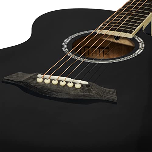 World Rhythm WR-204 Guitare acoustique taille 3/4 – Guitare pan coupé petit corps pour débutants – Noir - Les Beatles, Paul McCartney, John Lennon, RIngo Starr, George Harrison World Rhythm WR-204 Guitare acoustique taille 3/4 - Guitare pan coupé petit corps pour débutants - Noir – Image 5
