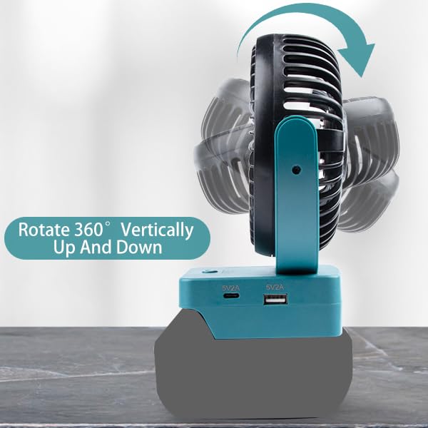 Image of Uniqwamo Portable Battery Powered Fan Compatible for Makita 18V Battery