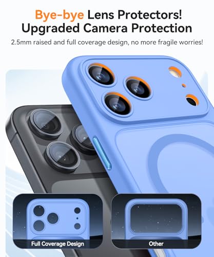Image of CANSHN Magnetic Compatible with iPhone 17 Pro Max Case, Upgraded [Full Camera Protection] [Compatible with Magsafe] [Translucent Matte] Shockproof Protective Phone Cover 6.9 Inch - Ultramarine