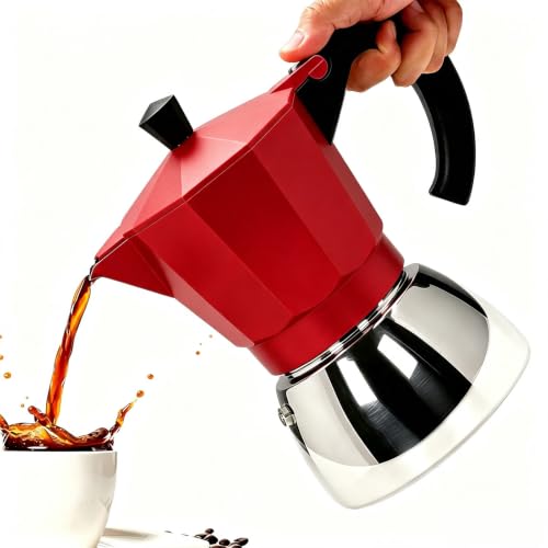 Vaolvpant No Coating 4 Cup Aluminum and Stainless Steel Moka Pot Stovetop