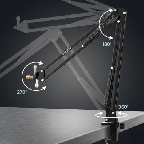 Image of Kadence K777 USB /XLR Dynamic Microphone | Podcast, Gaming & Streaming Mic with RGB Lighting, Noise Reduction, Mute Button, Gain Control & Monitoring | Includes Boom Arm & Desk Stand | Black