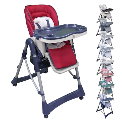 Monsieur Bébé ® Chaise haute enfant pliable, réglable hauteur, dossier et tablette - 6 coloris - Norme NF EN14988