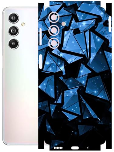 Image of AtOdds - Full Body Back Screen Guard Protector Film - Lamination Wrap Skin Sticker Compatible with Samsung Galaxy F54 (5G) | Scratchproof Matte Finish (Blue Crystals)