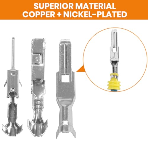 718PCS 19 Types Automotive Electrical Pin Connectors, 1/1.5/1.8/2.2/2.8/3.5mm Terminal Pin Connector Kit with Pin Removal Tool, for 22-14 AWG Molex Style Deutsch Delphi AMP JST TYCO Connectors