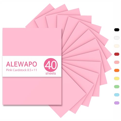 ALEWAPO Pink Cardstock 8.5 x 11 Thick Paper 40 Sheets ThickPaper 75 LB/200 GSM Cardstock Printer Paper 8.5 x 11 Pink Card Stock for Invitations Menus Wedding