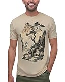 INTO THE AM Tranquil Ascent T-Shirt - Cool Space Design Tees for Men (Cream, Medium)