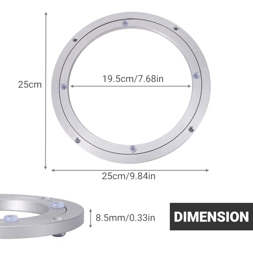Milltrip 10 Zoll Aluminium Drehteller - 360° Drehbar mit Glatten Kugellagern, Drehtisch Drehplatte für Esstisch, Kuchen Dekorationen, TV-Racks (Ø 25cm)
