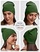 100% Cotton Beanie Hat for Men Women - Soft Unisex Winter Knit Skull Cap, Stretch Fit Fashion Fisherman Beanie, Green