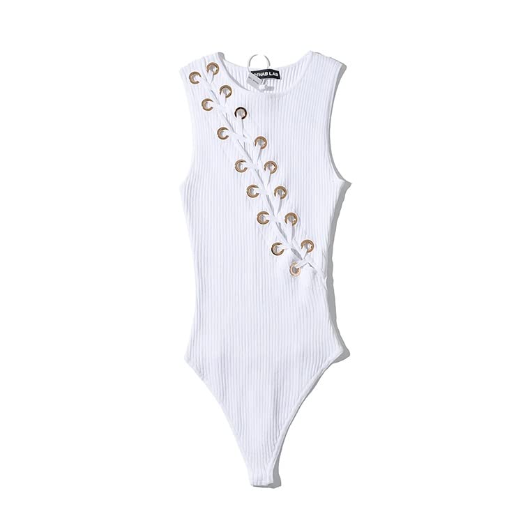 Body Senza Maniche con Coulisse da Donna Body Sexy Elastico Lavorato a Maglia Estivo (Color : One Size, Size : A)