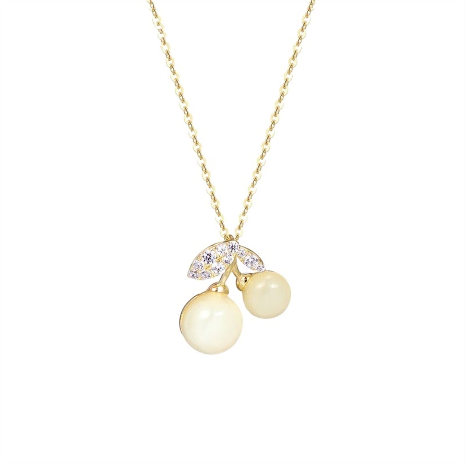 Collana Collana con ciondolo piccola ciliegia Bella collana di giada Hetian Estate Nuova catena in argento 925 con clavicola Regalo per il Memorial Day, Collana di gioielli regalo di compleanno