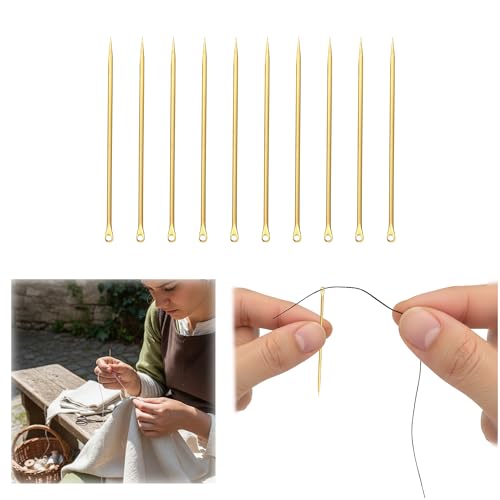 Aiguilles de tissage médiévales Viking en laiton pour couture reliure et tricot artisanal