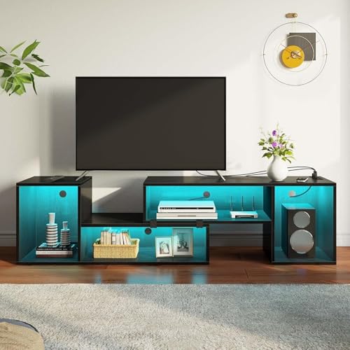 Recopilación de Sala Top 10. 50 GARUISKY Mueble para TV 3 en 1 expandible (130-190cm) con Luces LED de 20 Colores, Centro de Entretenimiento Modular para TV 45-70 Pulgadas, Ideal para Sala u Oficina - Diseño...