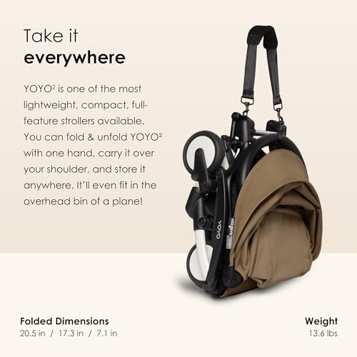 Image of BABYZEN YOYO Stroller Combo - Lightweight, Compact , Foldable Stroller- Multiple Recline positions, Travel friendly, 5 point harness- Suitable for baby weighing upto 22kgs - Includes white frame with Toffee seat cushion and matching canopy