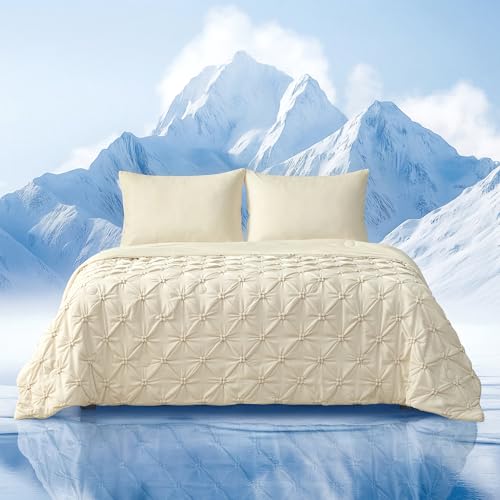 Amélie Home Elegant Pintuck Cooling Comforter King Size, Creamy Beige by Amélie Home - Used condition - US$46.59