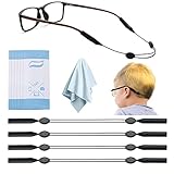 Maitsol Kids Glasses Strap for Boys Girls (4 PCS) - Glasses Holder for Children - Sports Strap for Glasses Kids - No Tail Adjustable Eyeglasses Straps- Eye Glasses Holder Around Neck 10in（Black）