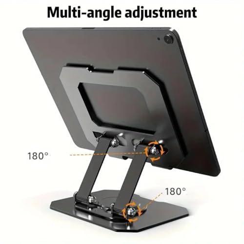 Image of Premium 360 Rotating iPad & Tablet Stand - Adjustable Heavy-Duty Metal Base, Foldable Portable Desk Mount Holder Compatible with All Tablets & Mobiles (4-13 Inches) - Anti-Slip Protection