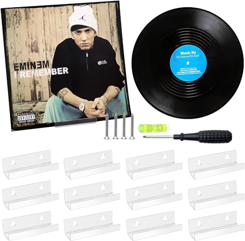 La mejor comparación de Estanterías para CDs los mejores 5. 41 COOLKITALENT 12PCS Estante para Discos de Vinilo, Soporte de Pared de Acrílico Transparente de 4 Pulgadas para Discos de Vinilo, Estantes Flotantes (Transparente)