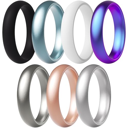 ThunderFit Women’s Silicone Wedding Ring - Rubber Wedding Band - 5.5mm Wide, 2mm Thick, 7.5 - 8 (18.2mm),