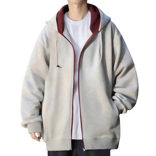 Mens Zip Up Hoodie Casual Fashion Drawstring Hooded Sweatshirts Men Color Block Fall Shirt Long Sleeve with Pocket