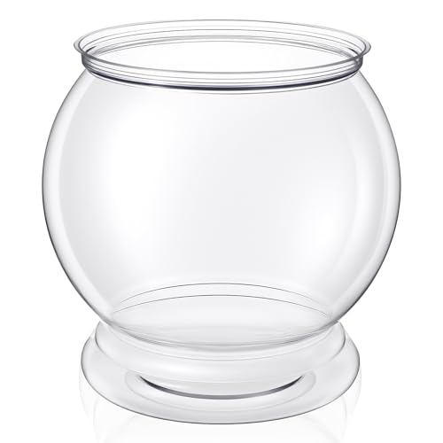 Mini Plastic Fish Bowl, 38 Oz Decorative Small Fishbowl, Round Plastic Fish Tank, Unbreakable Aquarium Fish-Bowls for Party Decorations, Centerpiece Vases, Hydroponic Planter and Home Decorations