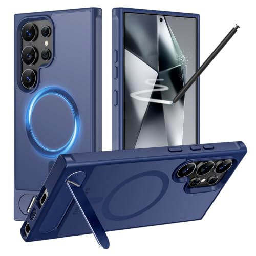 Hualele Magnetic for Samsung Galaxy S24 Ultra Case with Metal Stand, [Fit for MagSafe] [Military Grade Drop Protection] Shockproof Kickstand Slim Phone Case for S24 Ultra, Blue by H HUALELE - Used condition - US$15.79