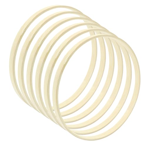 Image of Hitefu 6 Inch Bamboo Floral Hoop Rings, 6 Packs(15cm) | Small Wooden Embroidery Hoops, For Crafts, Dream Catcher, Wedding Wreath