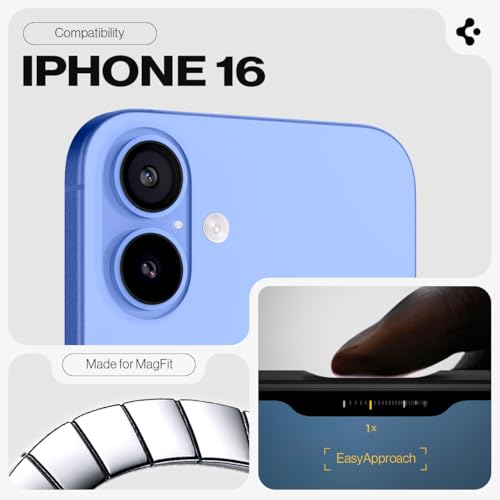 Spigen for iPhone 16 Case, Tough Armor (Ai) MagFit [Compatible with Magsafe] [Kickstand] [Military-Grade Protection] - Gunmetal