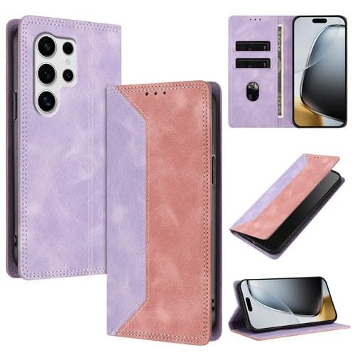 Étui en cuir bicolore Samsung S25 Ultra clapet haute finition