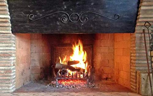 Reposamanos pesado con 4 barras, quemador de leña, brasas para chimenea, de hierro forjado macizo, 40 x 35 x 18 cm, 4 patas de hierro fundido, diámetro de la barra de 18 mm, fabricado y fabricado en